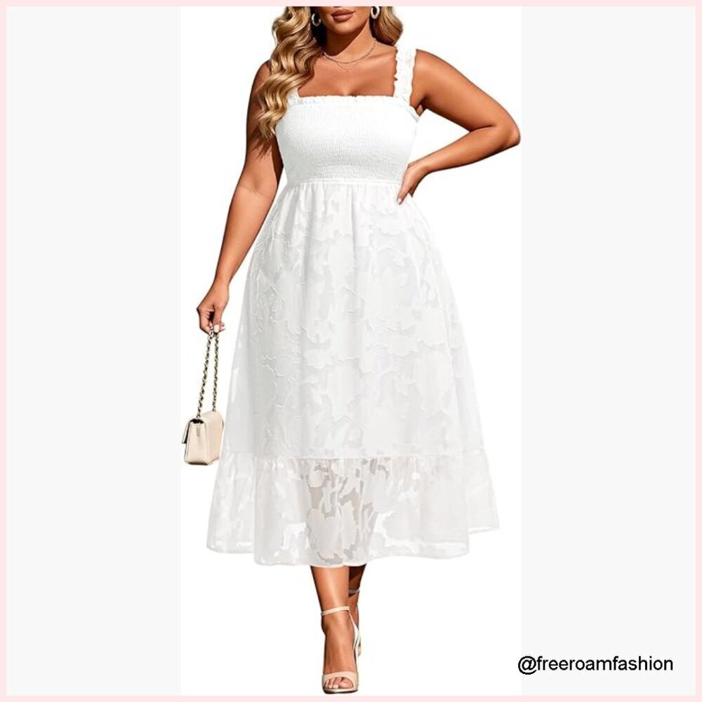 Plus Size Summer Maxi Dress Boho Floral Spaghetti Strap Sleeveless Beach Casual